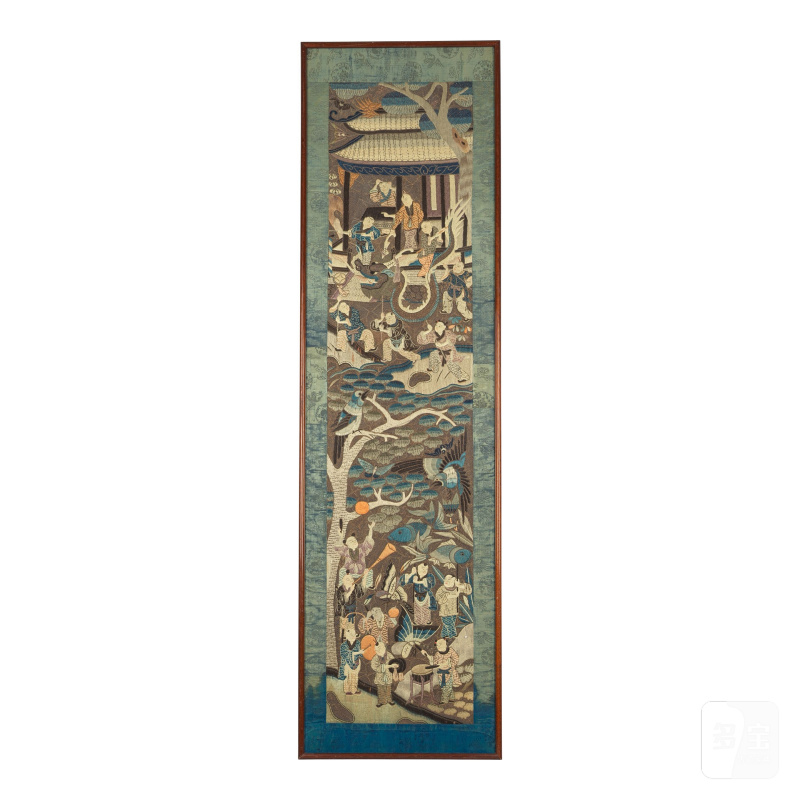 清晚期 刺綉百子圖屏一對 | A PAIR OF EMBROIDERED 'HUNDRED BOYS' PANELS - 图5